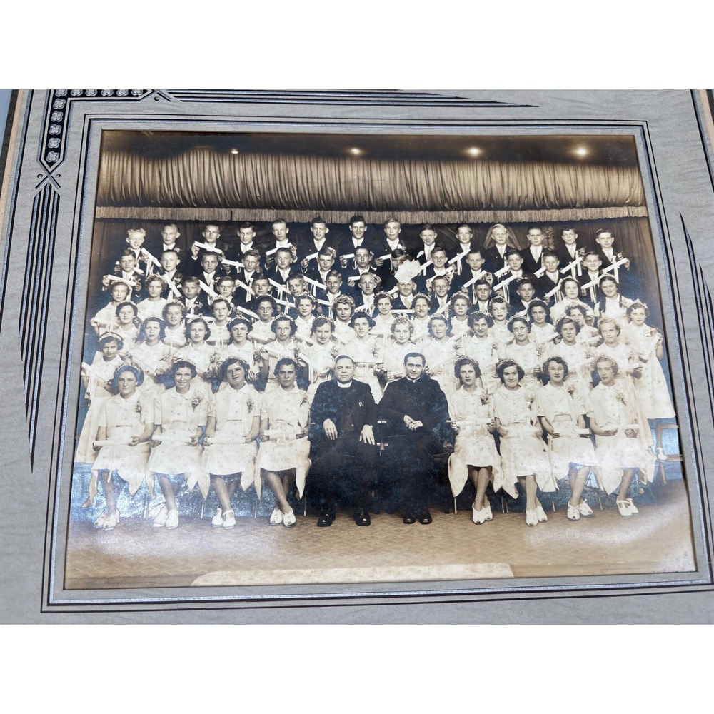 Catholic school graduation photo 1920s Priest Class Diploma 10x8"‎ w/ frame